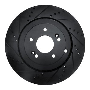 Genesis G70 Brake Rotor (1) - Rear Left - R1 Concepts - Drilled & Slotted - Black - `18-`25